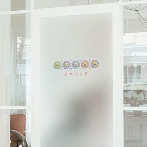 꾸밈 무점착 글라스 시트지 스마일플라워 gb874m [100cm x 210cm]