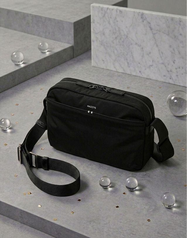 ACC HATCH-BAG 블랙 나일론 크로스백 HJBA6F345BK LE1222049256