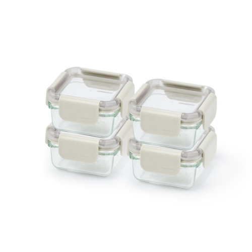 SGC솔루션 글라스락 리프젠 정사각 베이지 180ml (4개)