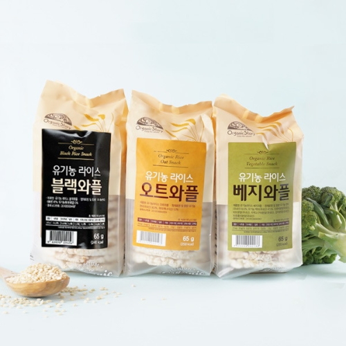  오가닉스토리 현미뻥튀기 유기농 라이스와플2종+발아통밀 빼로스틱 2종