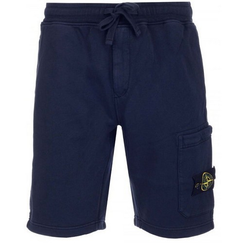 스톤아일랜드 와펜 코튼 버뮤다 반바지 761564651 (V0020, 네이비)_이미지