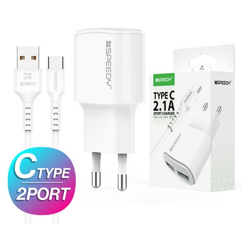 디엠케이코리아 SPEEDY 2.1A 2포트 충전기 SPE-N8T2U21 (5핀 케이블포함)