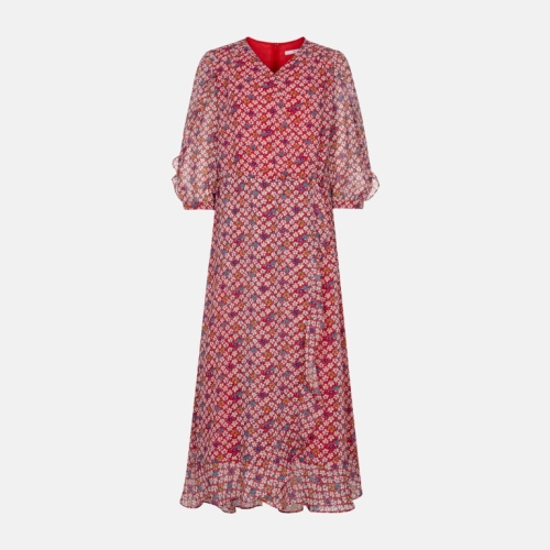 기비 러플 플라워 패턴 원피스 GY24M1FRD52