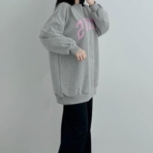 KST6FFB루나클 맨투맨 여성 배색 루즈핏 레터링 개강룩 링_18164566_597559