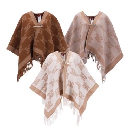  막스마라 여성 자카드 M 모노그램 프린지 울 케이프_2426736011600 005