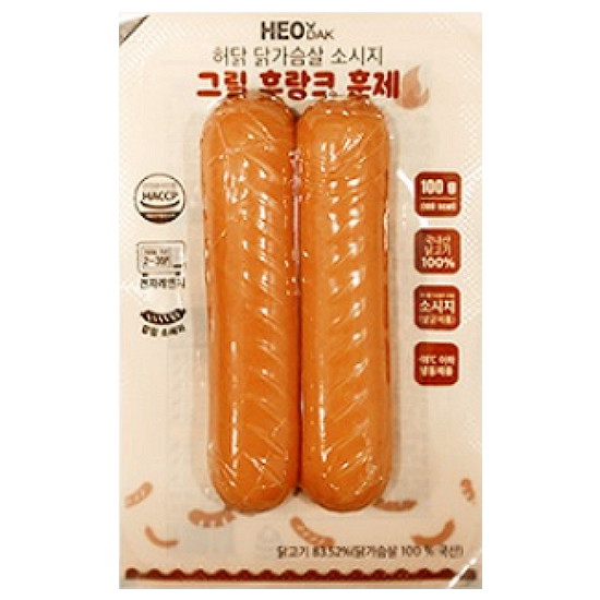 허닭 닭가슴살 소시지 그릴 후랑크 훈제 100g (20개)
