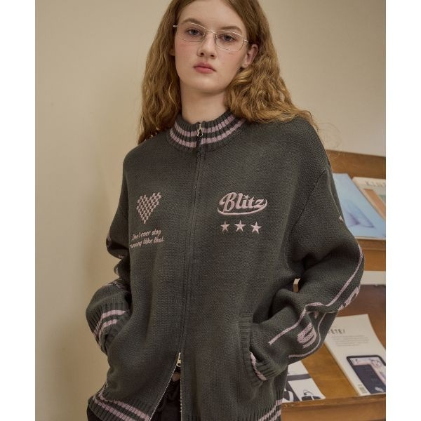 CPGN STUDIO 2-WAY 니트 집업 퍼플 C25FC51