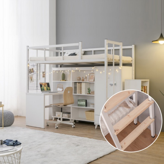 플라망 업다운 높이조절 사다리 철제 벙커침대 SS (매트별도)_이미지