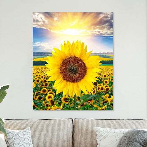 세잔느화실 홈데코 NEW 해바라기 그림 캔버스액자 골드 알루미늄 액자 거실 승진선물 집들이선물 해바라기들녘 45x53cm_이미지