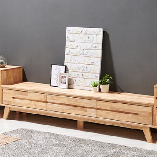 퍼스웰 노르센 서랍형 고무나무 원목 거실장 2000_이미지