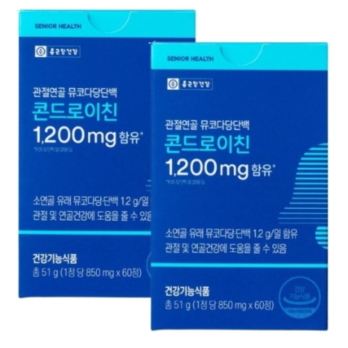 종근당건강 관절연골 뮤코다당단백 콘드로이친 1200mg 60정 (2개)