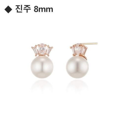 반짝이는 큐 세팅 볼륨감의 고급스런 진주8mm 14k 귀걸이LPFM4062 뉴코아창원_창원점