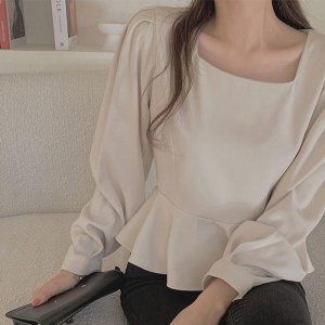 신세계인터내셔날 오노마 ONM 여성 데일리 출근룩 데이트 스퀘어넥 긴팔 블라우스 14216361