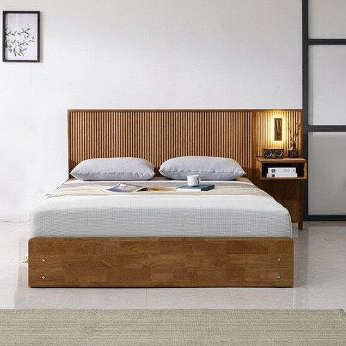 트리플 우드 원목 트윈침대 SS+SS+중앙패널 (독립스프링)_이미지