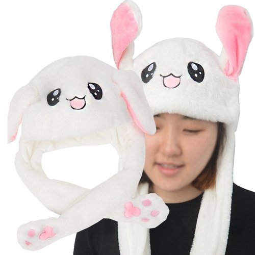 실내화뱅크 귀가 움직이는 토끼 모자