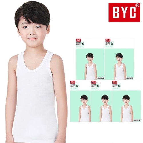 BYC 아동 런닝 세트 5매 순면 골지 남아 여아 어린이 민소매 나시 속옷 BYE3400S_이미지