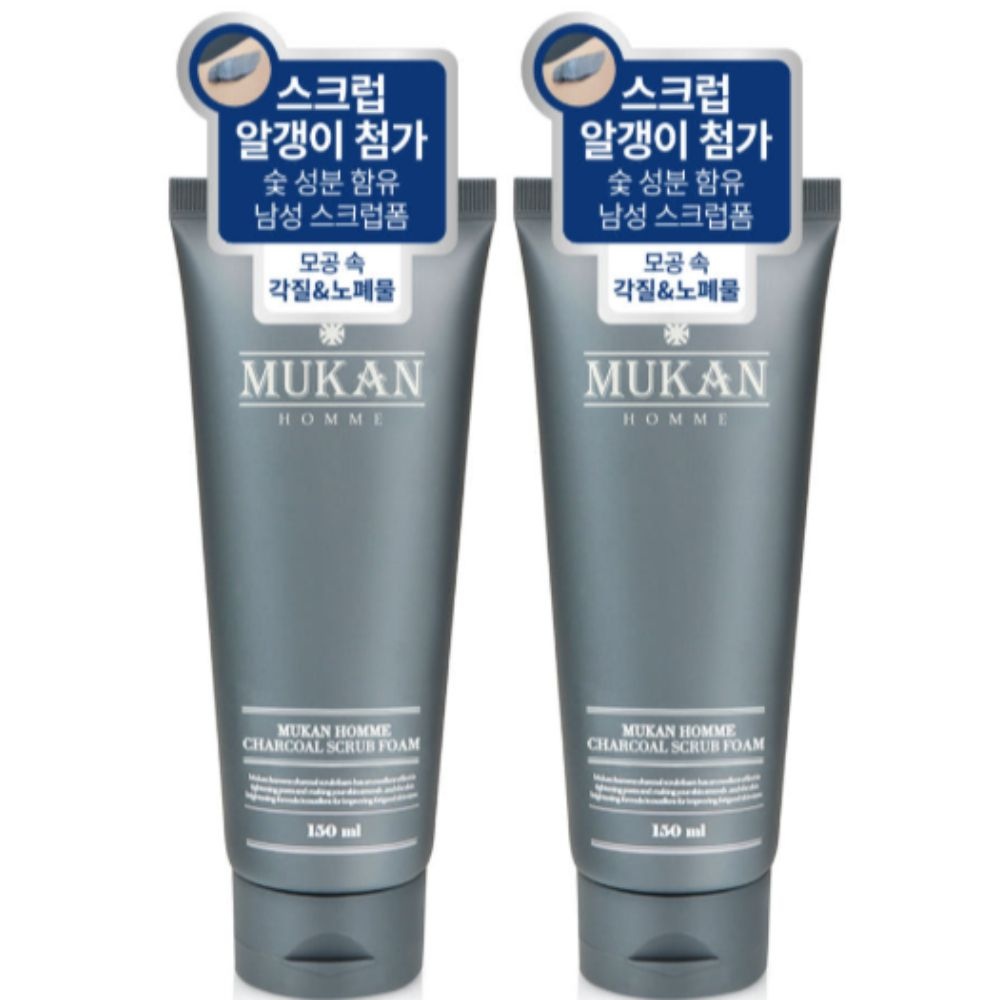 무칸 남성 차콜 스크럽폼 폼클렌징 세안제 150ml (2개)_이미지