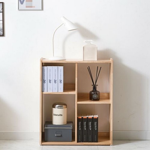 슈퍼홈 안드라 원목 스퀘어 낮은 2단 책장 600