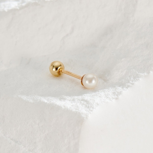 14K 심플 베이직 진주 피어싱 3mm 한쪽 JAE40454