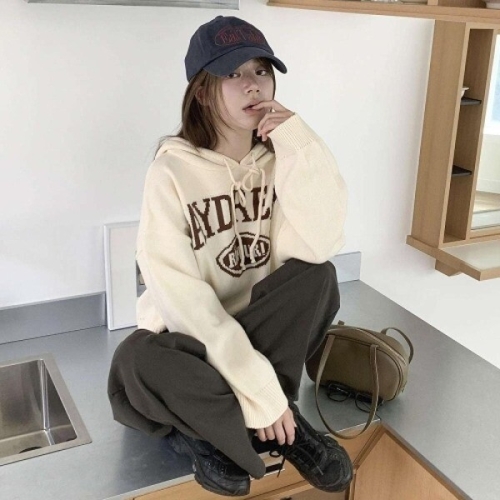 기타 패플 다잇템다잇템 여성 스웨터 캐쥬얼 후디 필기체 크롭형_2370510_이미지