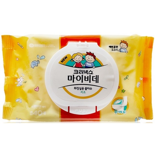 크리넥스 마이비데 키즈 화장실용 물티슈 캡형 40매 (12팩)_이미지