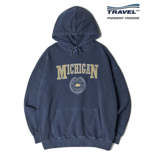 피그먼트 트래블 TRAVEL 미시간 울버린 후드티 다크 블루 1123228
