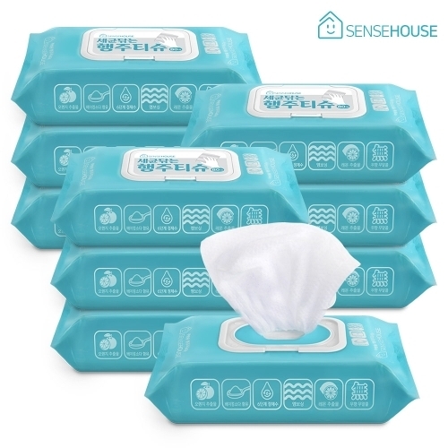 센스하우스 세균닦는 행주티슈 캡형 80매 (10팩)_이미지