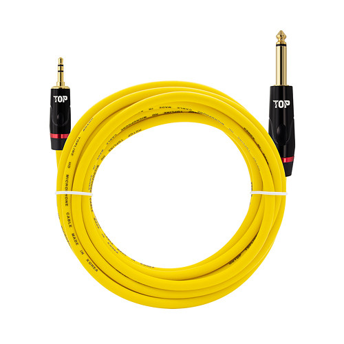 탑라인에이치디 HDTOP 3.5 스테레오 to 5.5 모노 옐로우 케이블 (3m, HT-TP2226)_이미지