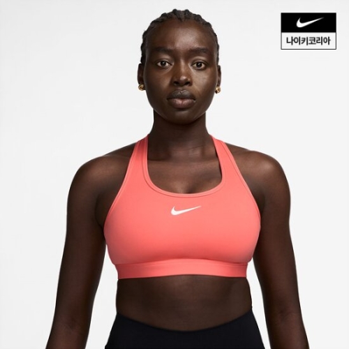 나이키 스우시 미디엄 서포트 패드 스포츠 브래지어_DX6822 (814, 매직 엠버)_이미지
