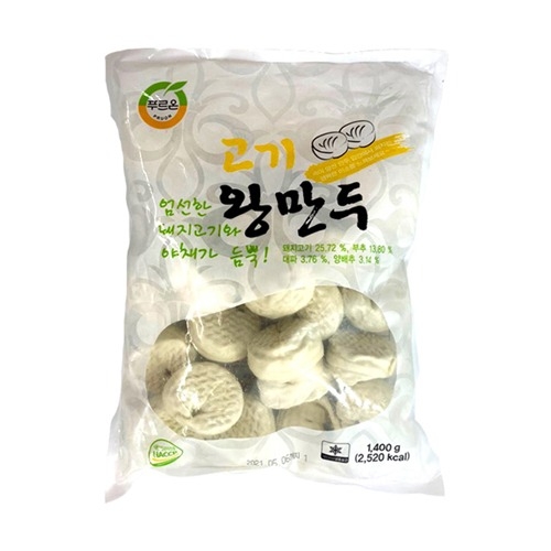 푸르온 고기왕만두 김치왕만두 고기손 김치손만두 물만두 1400g 1봉 고기왕만두 1400g_이미지