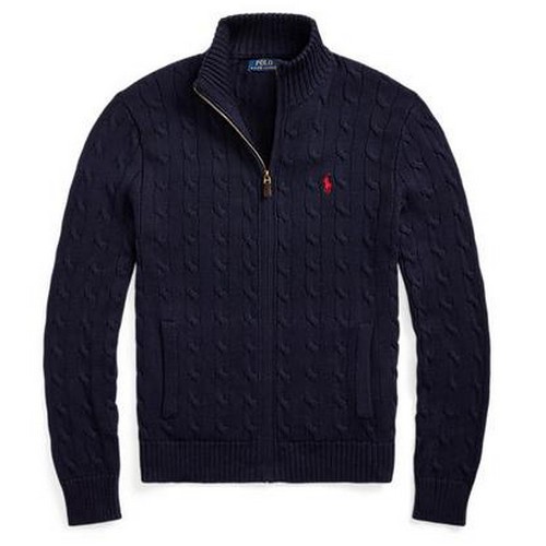 폴로 케이블 니트 코튼 풀 지퍼 스웨터 MNPOSWE16821353400