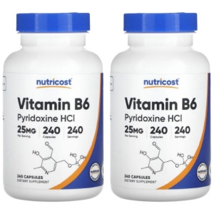 뉴트리코스트 비타민B6 피리독신 HCl 25mg 240캡슐 (2개)_이미지
