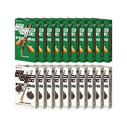 아몬드 빼빼로 32gx10개 + 화이트쿠키 빼빼로 37gx10개