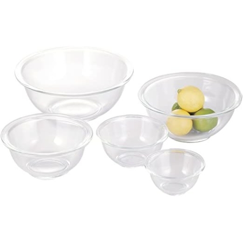 내열 유리 믹싱볼 원형 5개 세트 레인지 오븐