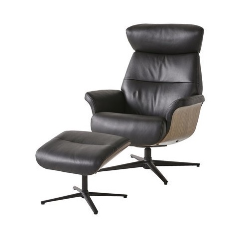 까사미아 퍼스 천연가죽 리클라이너 1인용 (스툴포함)_이미지