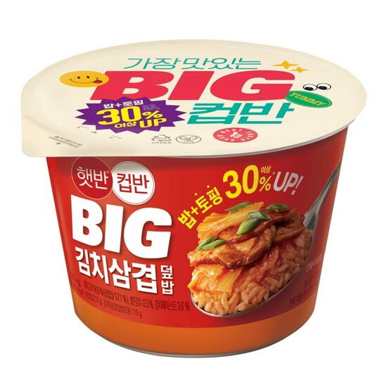 CJ제일제당 햇반 컵반 BIG 김치삼겹덮밥 325g (1개)