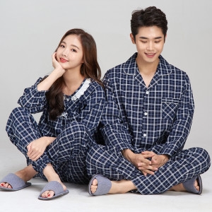 이라인 국산 순면잠옷 윈저 커플잠옷 커플파자마 이지웨어 홈웨어 가을잠옷 여성잠옷 남성잠옷 트윌순면_이미지