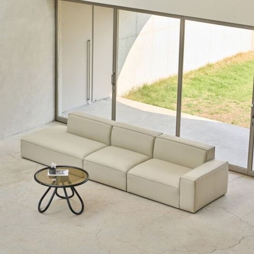 레이디가구 로운 와이드 모듈 천연가죽 소파 4인용 (스툴별도)_이미지