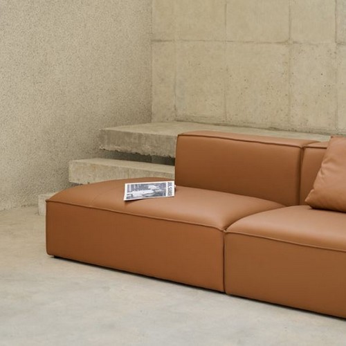 레이디가구 로운 와이드 모듈 천연가죽 소파 4인용 (스툴별도)_이미지