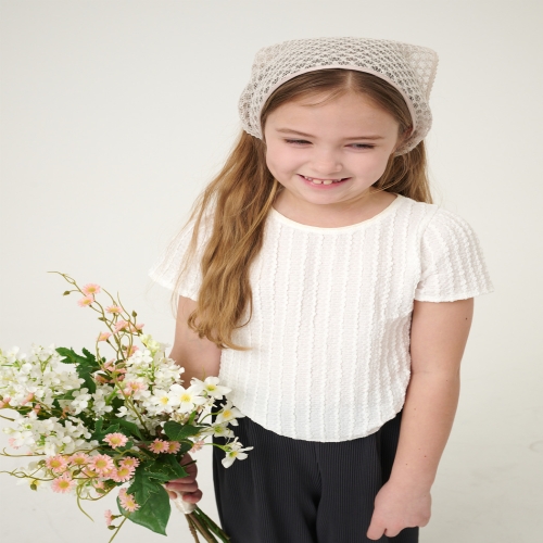 BZ24TS02WT화이트 주름 레이스 티셔츠