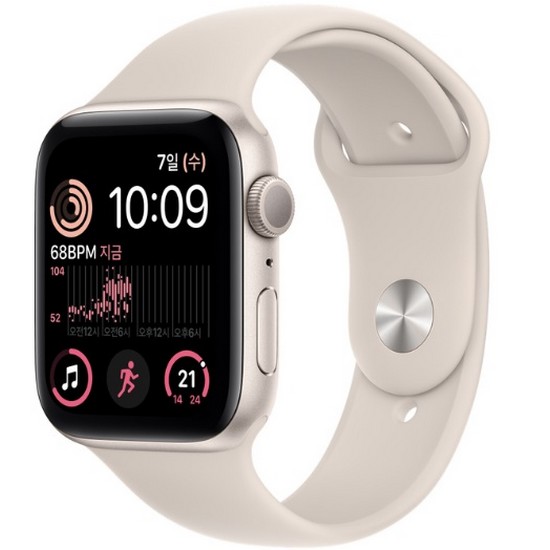 APPLE 워치 SE 2세대 44mm 스타라이트 알루미늄 (스포츠밴드, 해외구매)