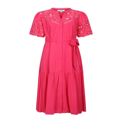 썬쿠 펀칭 자수 노치넥 버튼 반소매 롱 원피스 SN71D5OPS28X_이미지