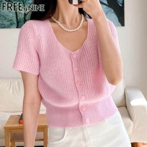 드넬 프리나인 포카리반팔가디건FRC31043A_이미지