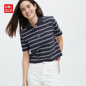 유니클로 스파이스걸 폴로 여성캐주얼스트라이프숏폴로셔츠 하이웨스트숏반팔 459199_이미지