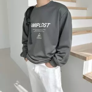  보이 프린트 베이직라운드티 사계절 데일리 장팔 티 WFJU15R