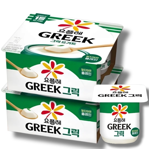 빙그레 요플레 그릭 플레인 + 달지않은 플레인 80g (8개)_이미지