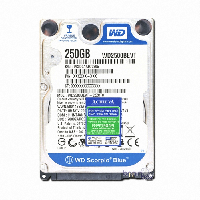 Western Digital WD MOBILE Blue SATA2/5400/8M/노트북용 (WD2500BEVT, 250GB)
