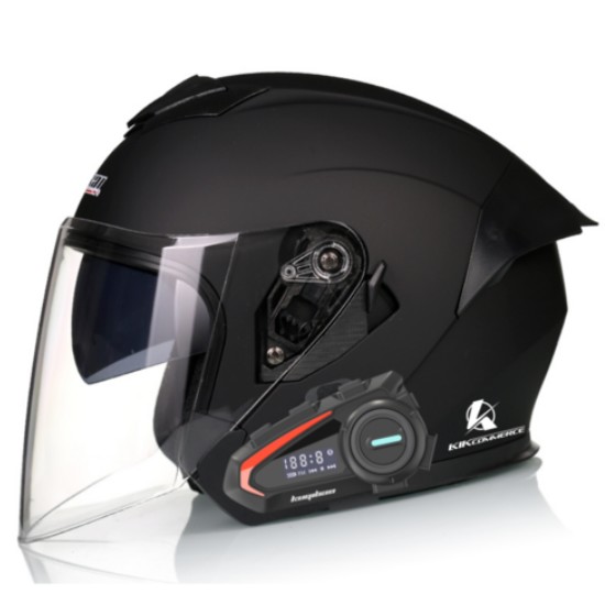 킥커머스 오픈페이스 블루투스 매트블랙 오토바이 헬멧