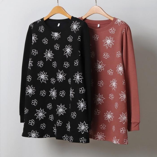 강물처럼 빅사이즈티 J461L 510 플라워패턴긴팔티셔츠 MN 41945872A_이미지