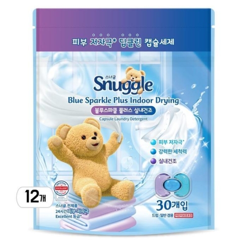 유니레버 스너글 블루스파클 플러스 실내건조 30개입 (12개)